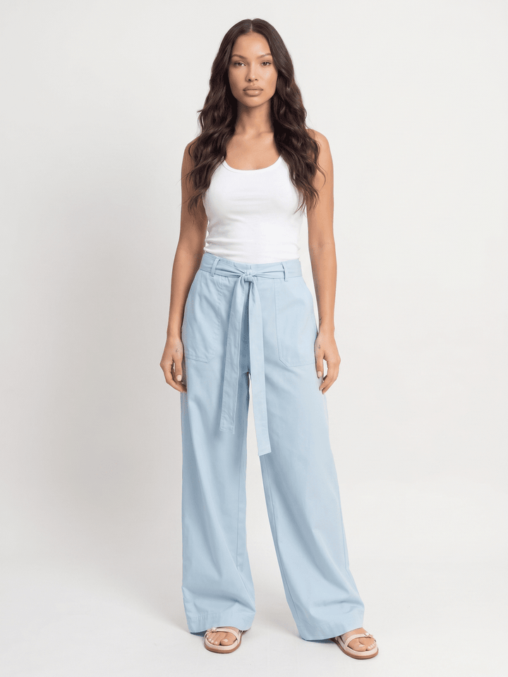 *******WOMEN'S ELASTIC WAIST BUTTON CLOSURE POCKETS WIDE LEG LINEN PANTS