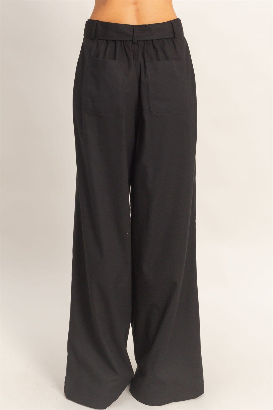*******WOMEN'S ELASTIC WAIST BUTTON CLOSURE POCKETS WIDE LEG LINEN PANTS