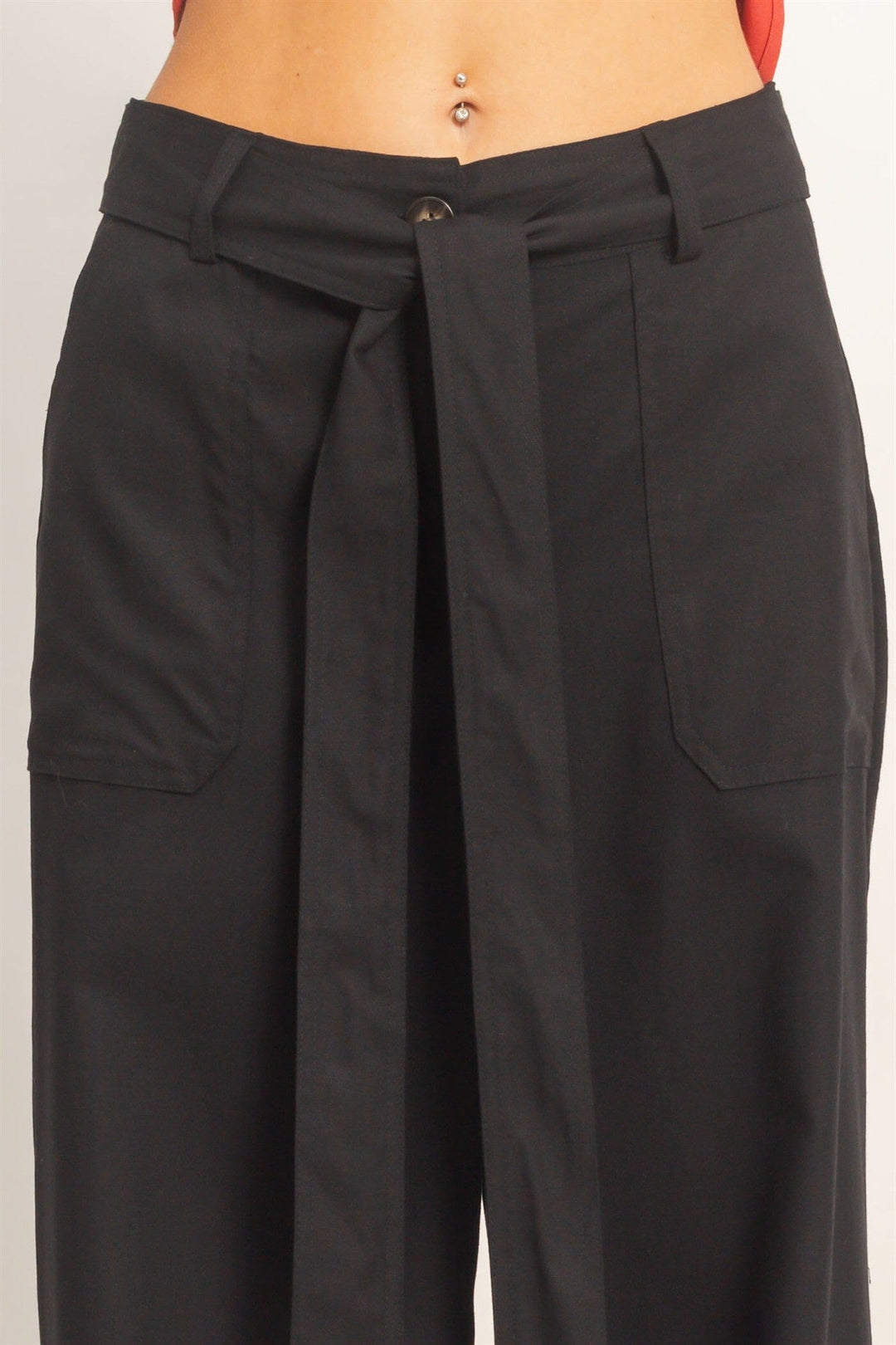 *******WOMEN'S ELASTIC WAIST BUTTON CLOSURE POCKETS WIDE LEG LINEN PANTS