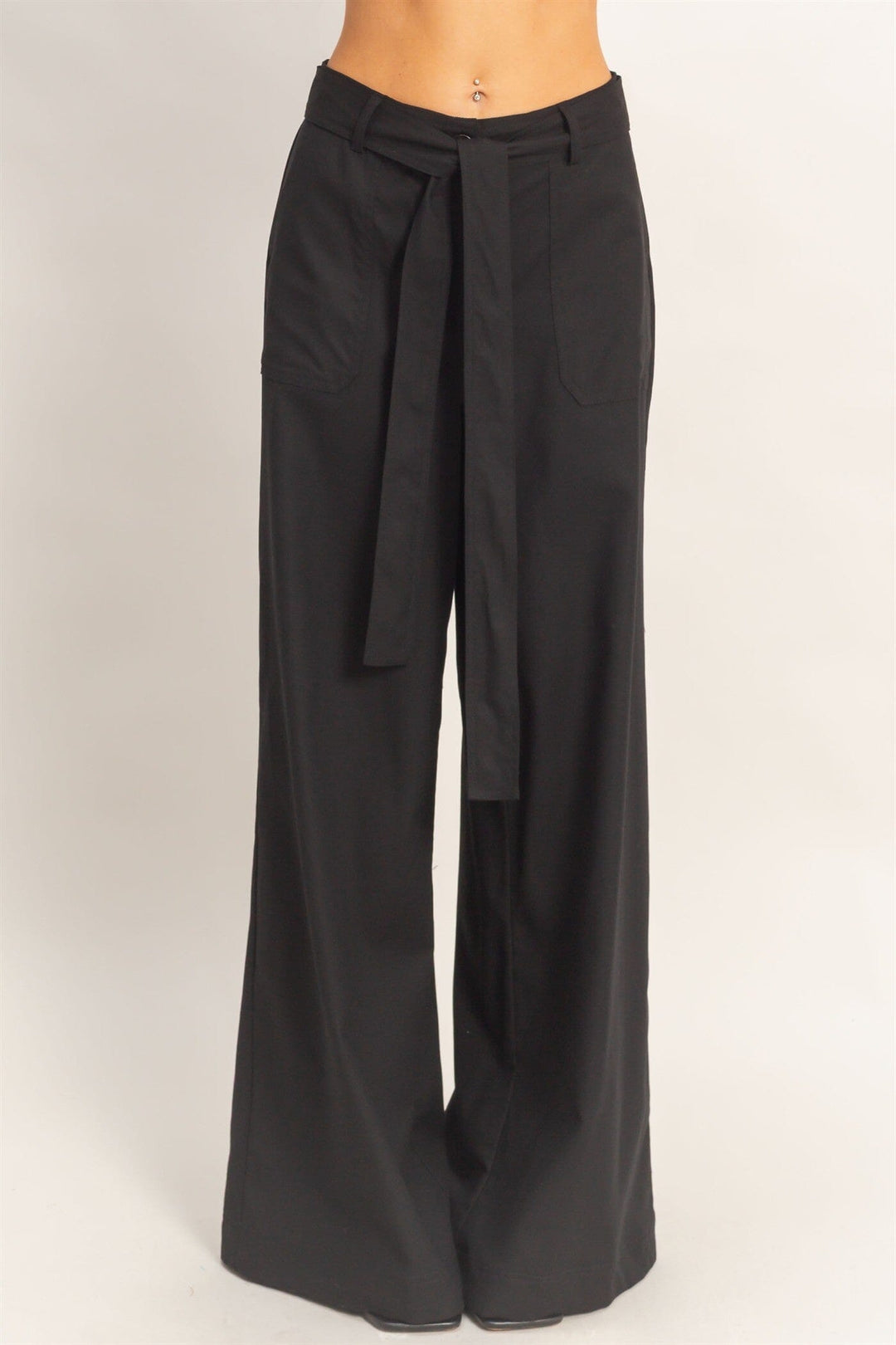 *******WOMEN'S ELASTIC WAIST BUTTON CLOSURE POCKETS WIDE LEG LINEN PANTS