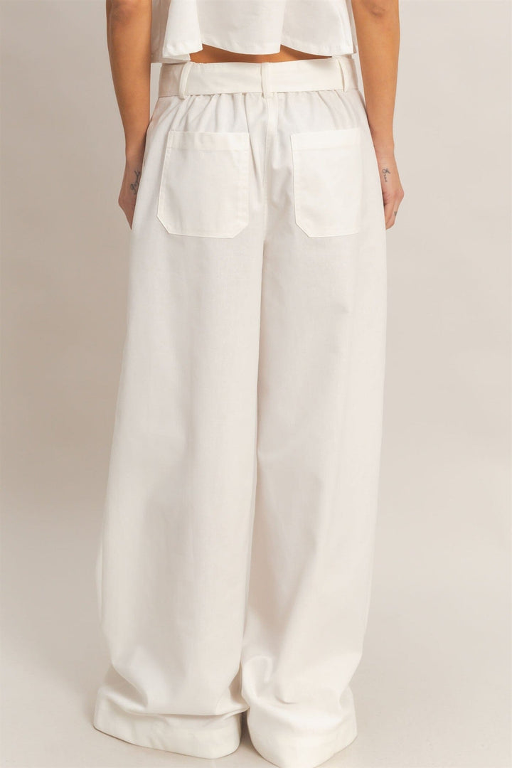*******WOMEN'S ELASTIC WAIST BUTTON CLOSURE POCKETS WIDE LEG LINEN PANTS