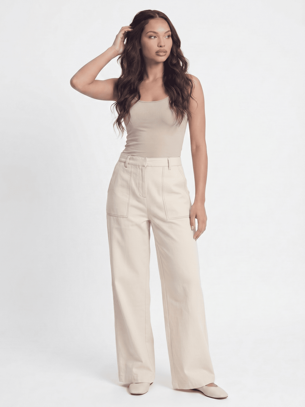 *******WOMEN'S ELASTIC WAIST BUTTON CLOSURE POCKETS WIDE LEG LINEN PANTS