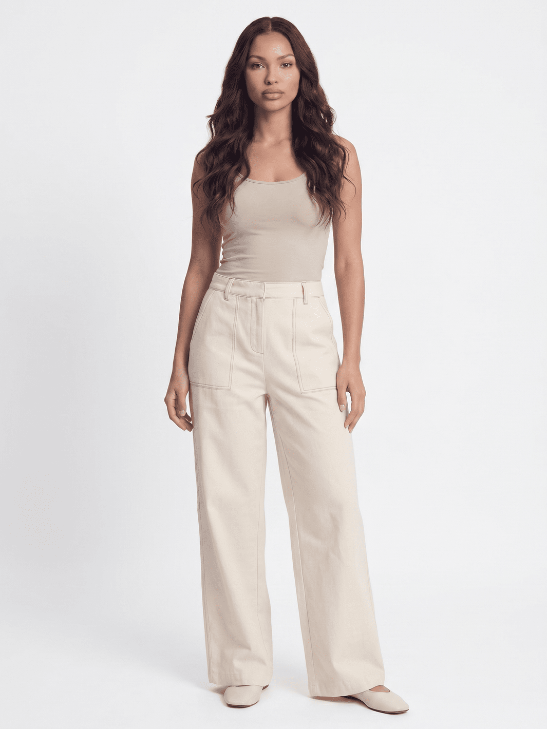*******WOMEN'S ELASTIC WAIST BUTTON CLOSURE POCKETS WIDE LEG LINEN PANTS