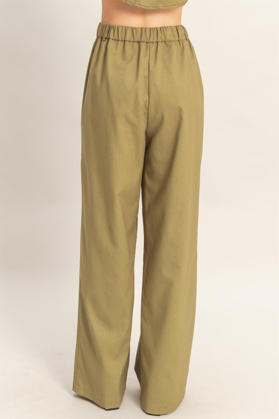 *******WOMEN'S ELASTIC WAIST BUTTON CLOSURE POCKETS WIDE LEG LINEN PANTS