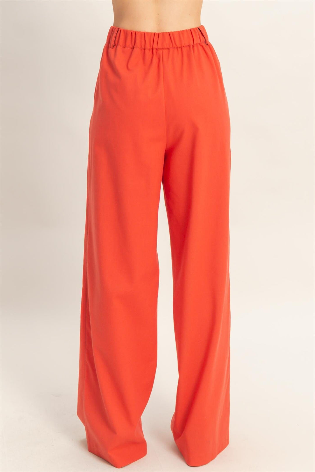 *******WOMEN'S ELASTIC WAIST BUTTON CLOSURE POCKETS WIDE LEG LINEN PANTS