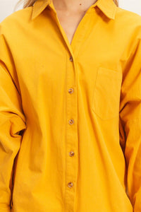 WOMEN'S LONG SLEEVE BUTTON UP FRONT POCKET SHIRT