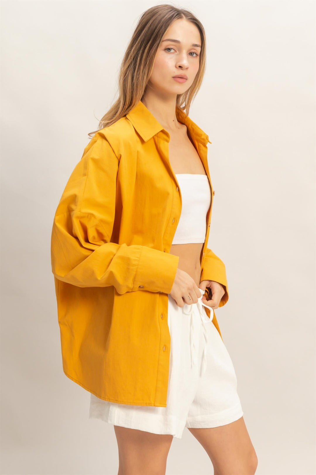 WOMEN'S LONG SLEEVE BUTTON UP FRONT POCKET SHIRT