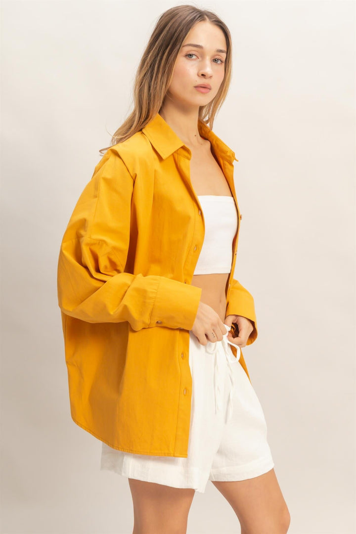 WOMEN'S LONG SLEEVE BUTTON UP FRONT POCKET SHIRT