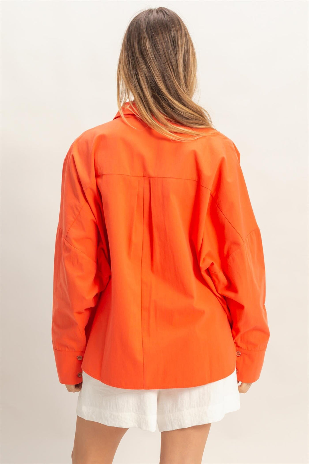 WOMEN'S LONG SLEEVE BUTTON UP FRONT POCKET SHIRT