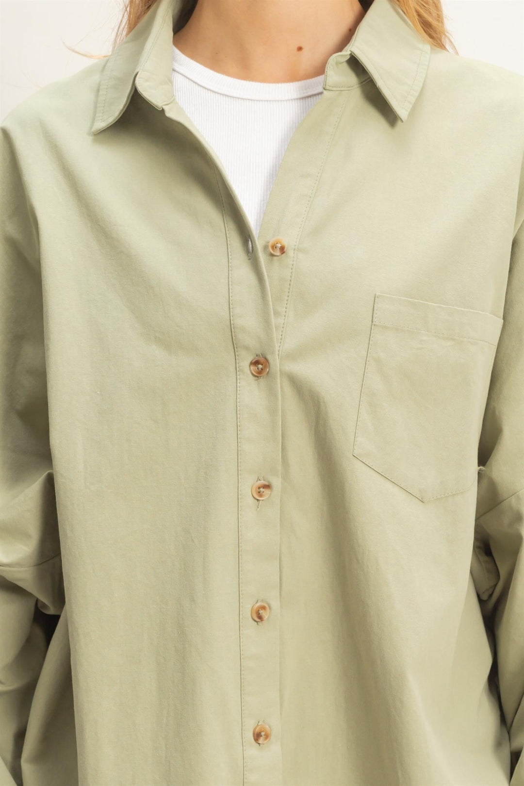 WOMEN'S LONG SLEEVE BUTTON UP FRONT POCKET SHIRT