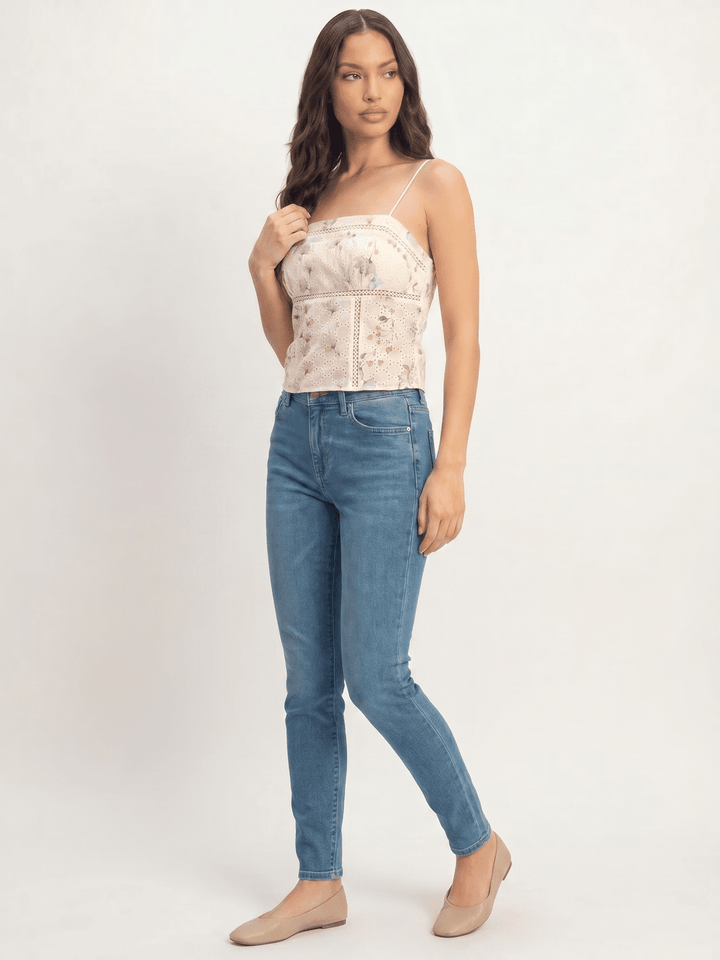**********WOMEN'S SLEEVELESS SMOCK BACK EYELET FLORAL TANK TOP