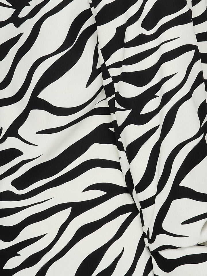 WOMEN'S LONG SLEEVE OPEN FRONT POCKETS ZEBRA PRINT BLAZER