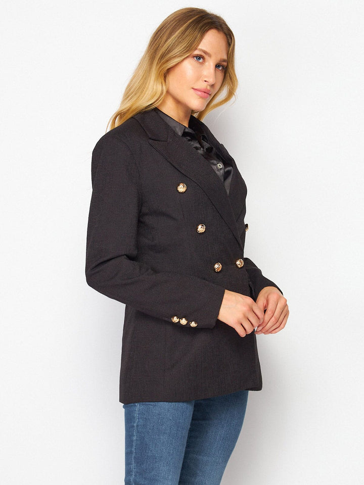 WOMEN'S LONG SLEEVE DOUBLE BUTTON FRONT POCKETS BLAZER
