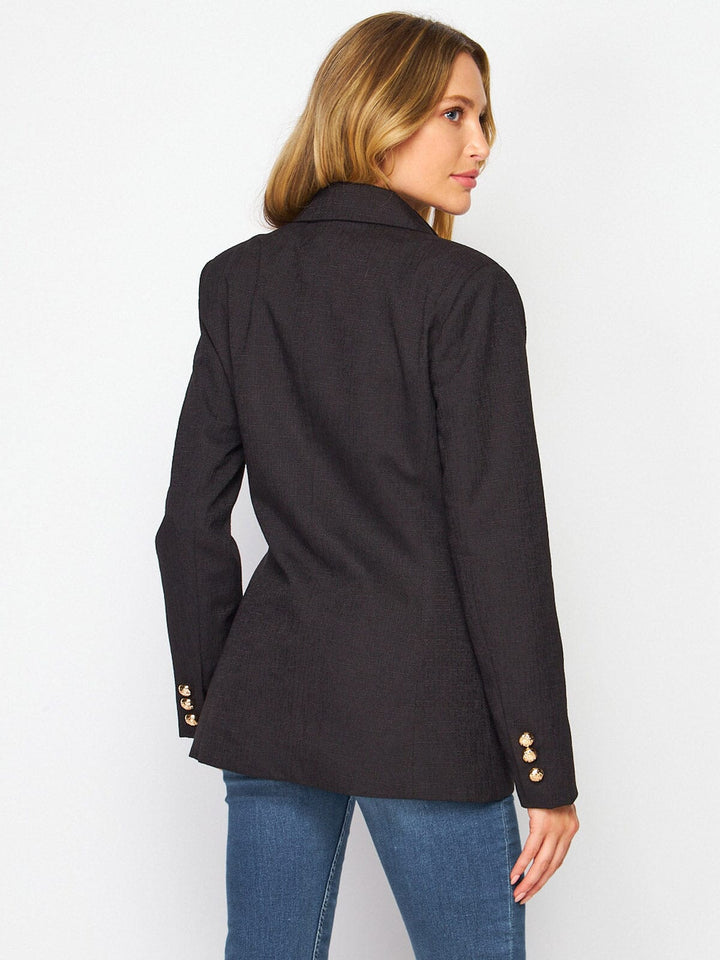 WOMEN'S LONG SLEEVE DOUBLE BUTTON FRONT POCKETS BLAZER
