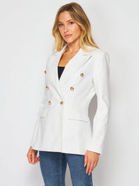 WOMEN'S LONG SLEEVE DOUBLE BUTTON FRONT POCKETS BLAZER