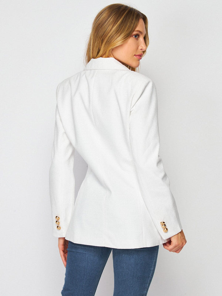 WOMEN'S LONG SLEEVE DOUBLE BUTTON FRONT POCKETS BLAZER