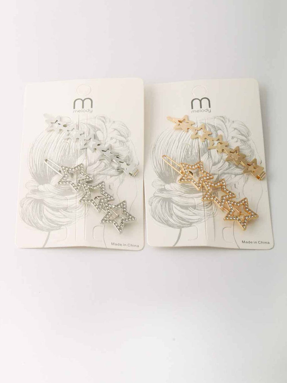 WOMEN'S GOLD & SILVER STARS HAIR CLIPS