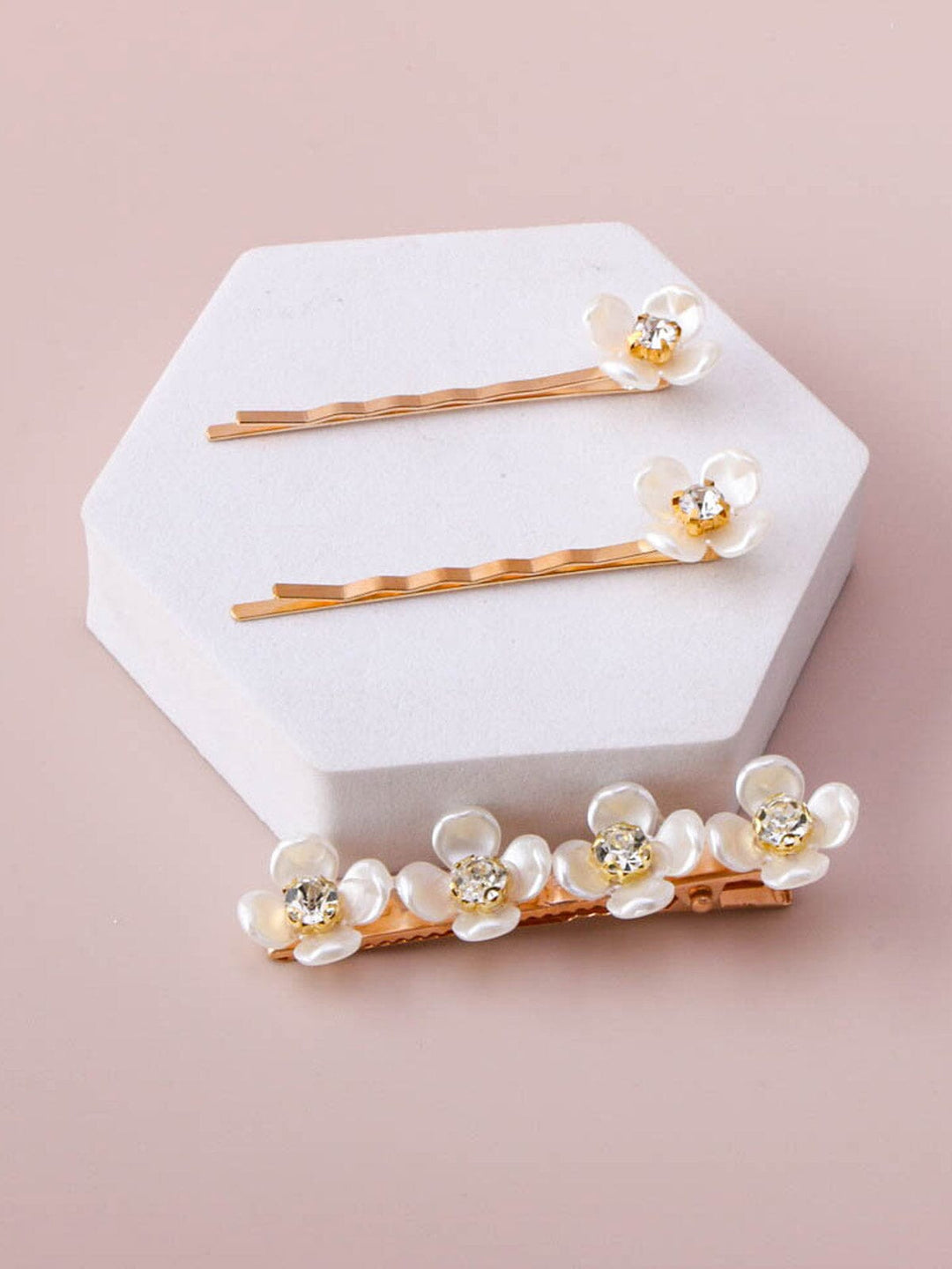 WOMEN'S GOLD FLOWERS BARRETTE HAIR CLIP