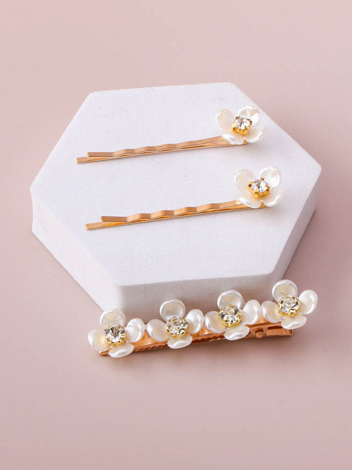 WOMEN'S GOLD FLOWERS BARRETTE HAIR CLIP