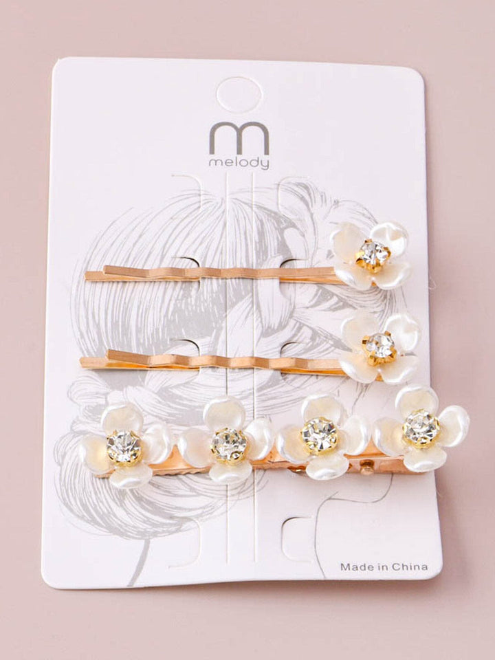 WOMEN'S GOLD FLOWERS BARRETTE HAIR CLIP