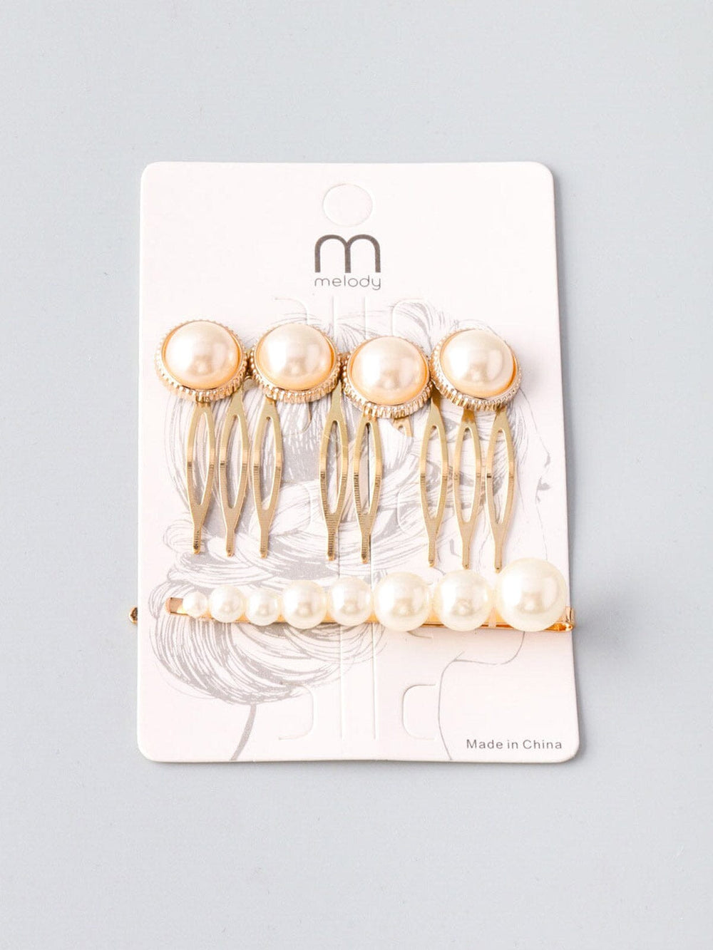 WOMEN'S GOLD PEARL HAIR CLIPS