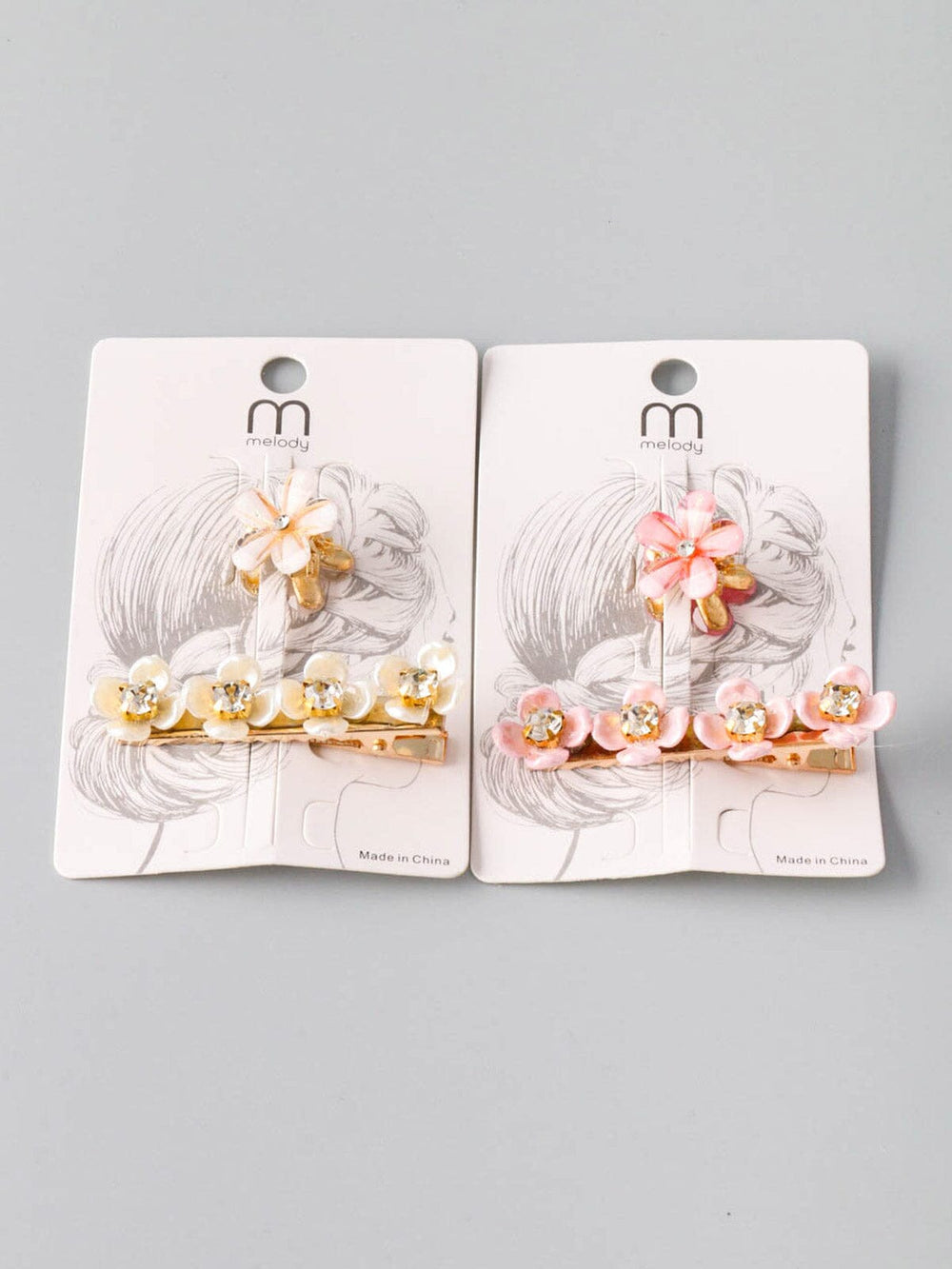 WOMEN'S ASST FLOWERS STONE HAIR CLIPS
