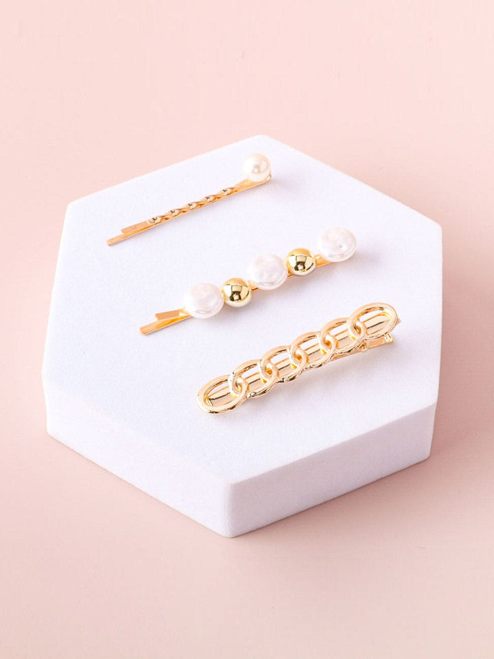 WOMEN'S GOLD & SILVER 3 PC. HAIR CLIP BARRETTES