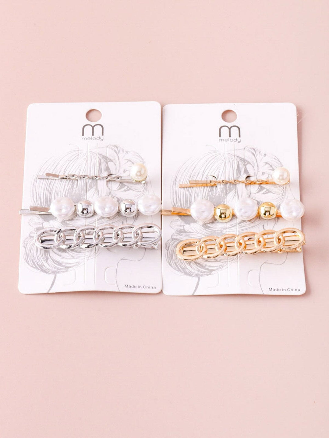 WOMEN'S GOLD & SILVER 3 PC. HAIR CLIP BARRETTES