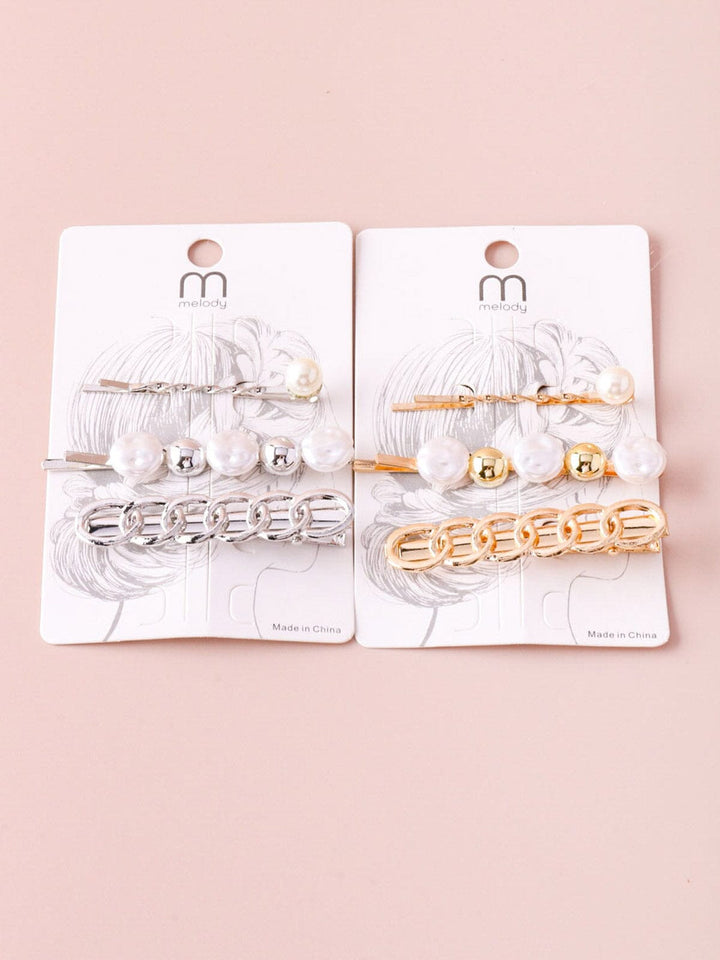 WOMEN'S GOLD & SILVER 3 PC. HAIR CLIP BARRETTES