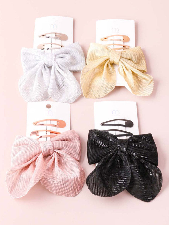 WOMEN'S FASHION ASSORTED COLORS SHIMMER BOW HAIR CLIPS