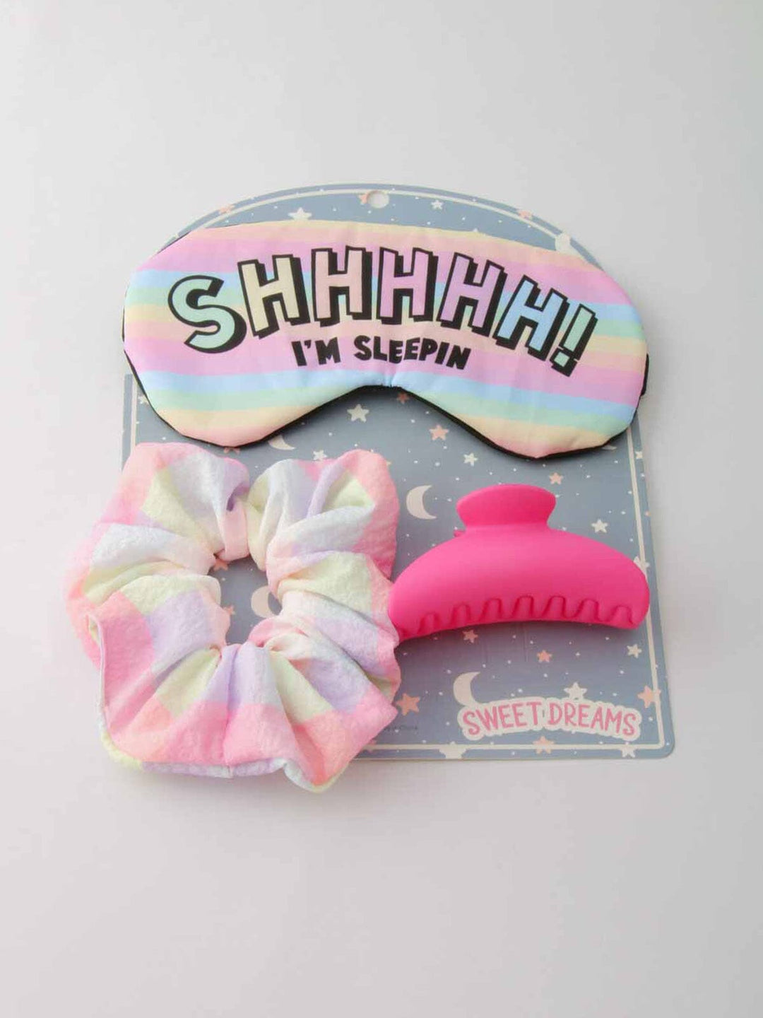 FASHION SCRUNCHIE CLAW CLIP & TIE DYE MASK SET