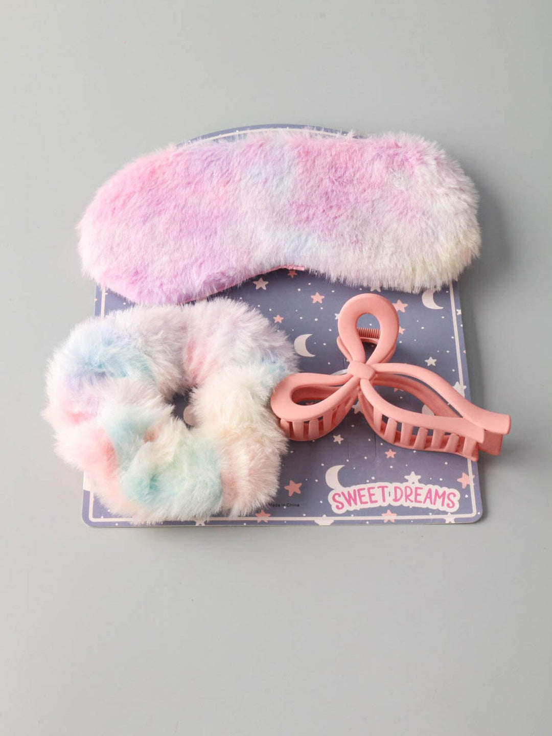 FASHION SCRUNCHIE CLAW CLIP & TIE DYE MASK SET