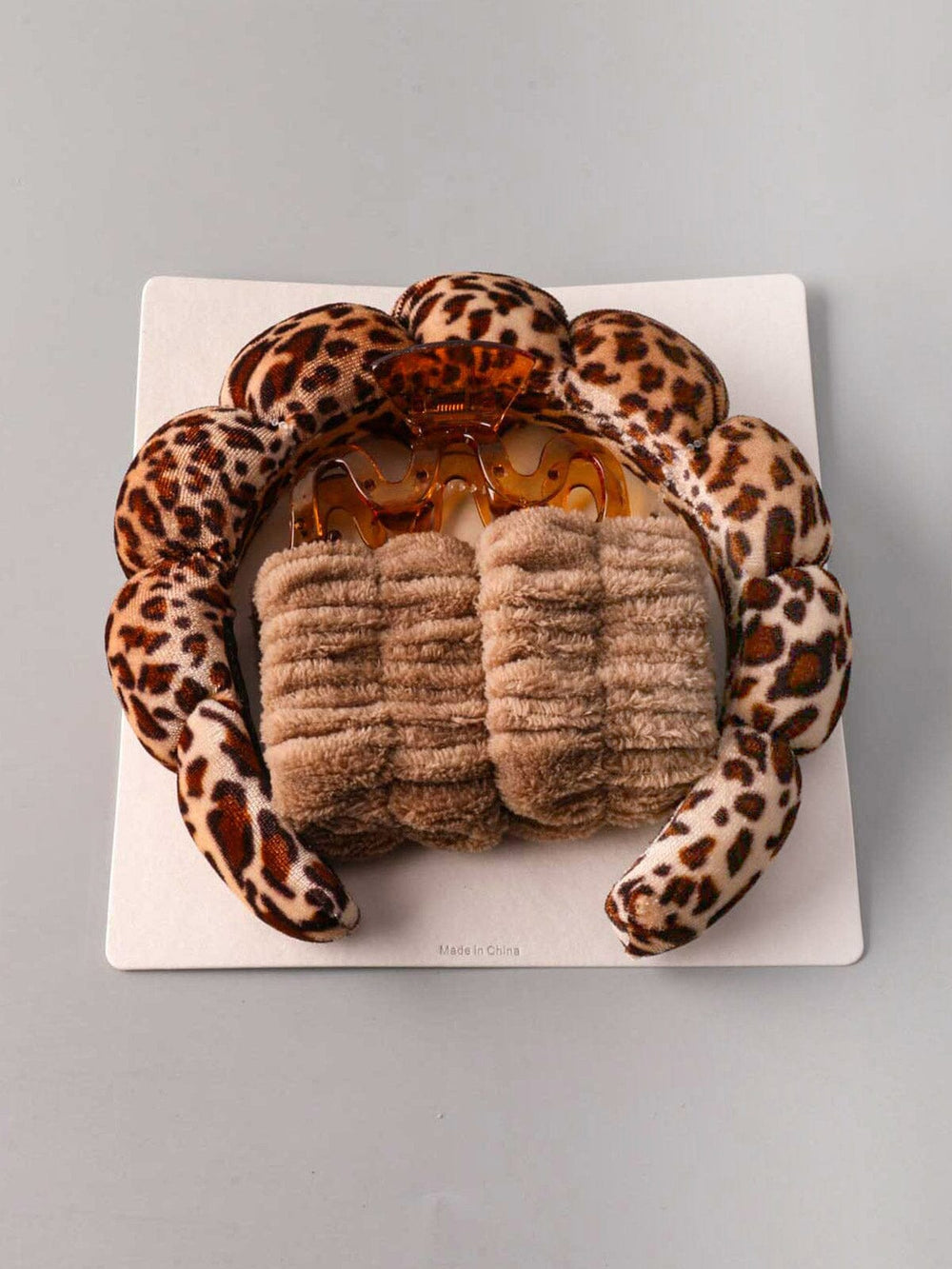 FASHION ANIMAL PRINT HEADBAND & HAIR CLIP SCRUNCHIE 3PCS. SET