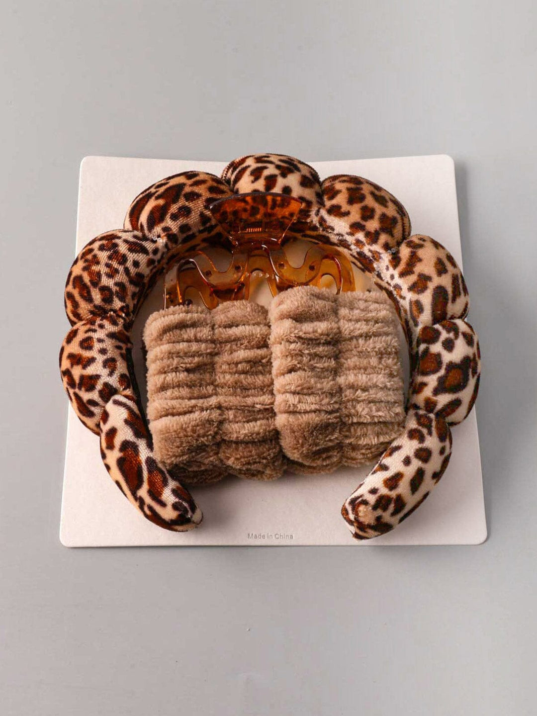 FASHION ANIMAL PRINT HEADBAND & HAIR CLIP SCRUNCHIE 3PCS. SET