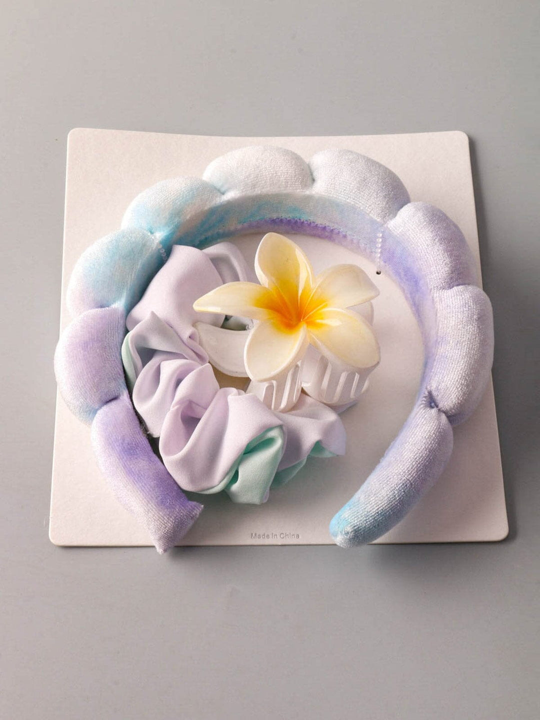 FASHION TIE DYE HEADBAND & HAIR CLIP SCRUNCHIE 3PCS. SET