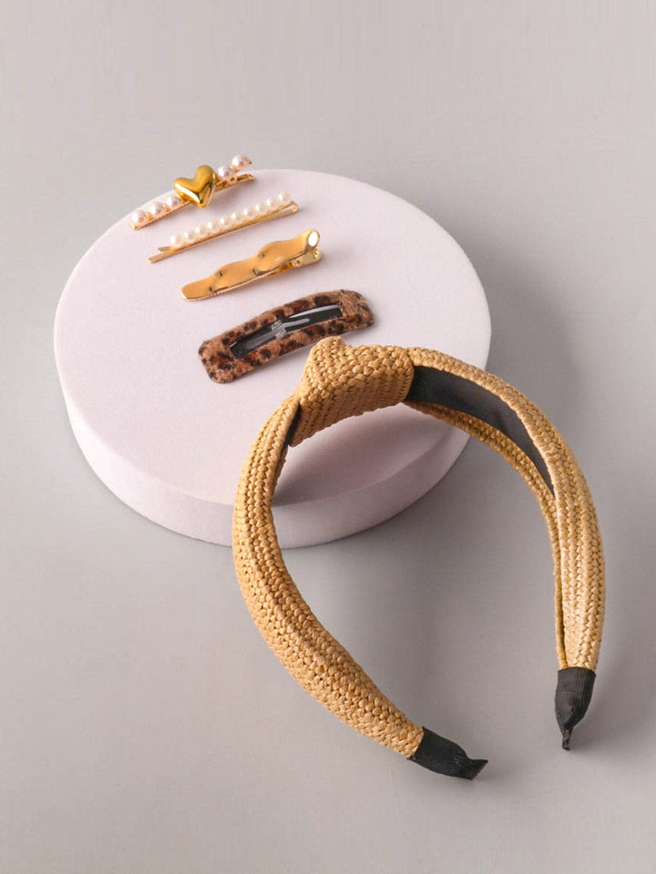 FASHION ASSORTED HEADBAND & HAIR CLIPS 5PCS. SET