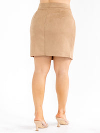 PLUS SIZE ZIPPER CLOSURE VELVET MINI SKIRT