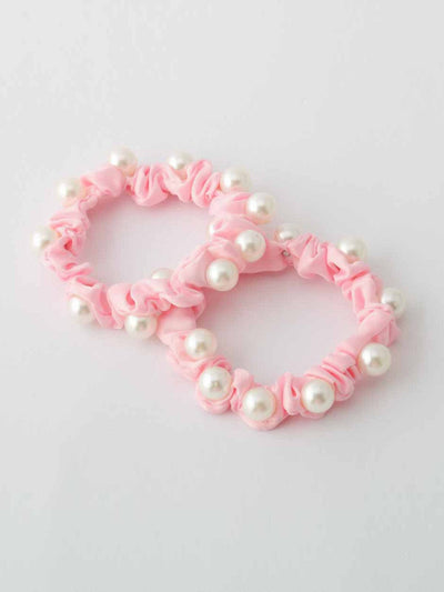 FASHION ASSORTED COLORS PEARL SCRUNCHIES