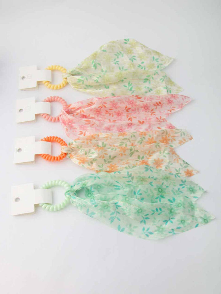 WOMEN'S ASSORTED COLORS FLORAL HAIR SCRUNCHIES