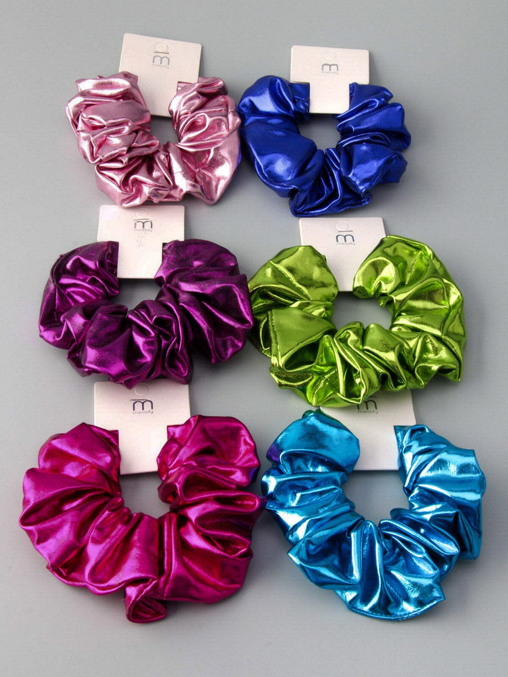 WOMEN'S ASSORTED COLORS SHIMMER HAIR SCRUNCHIES