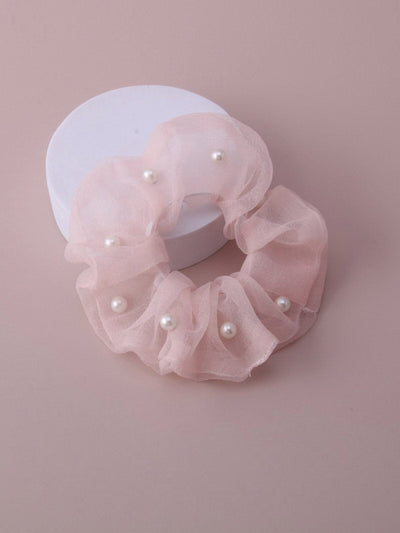 FASHION ASSORTED COLORS PEARL SCRUNCHIES