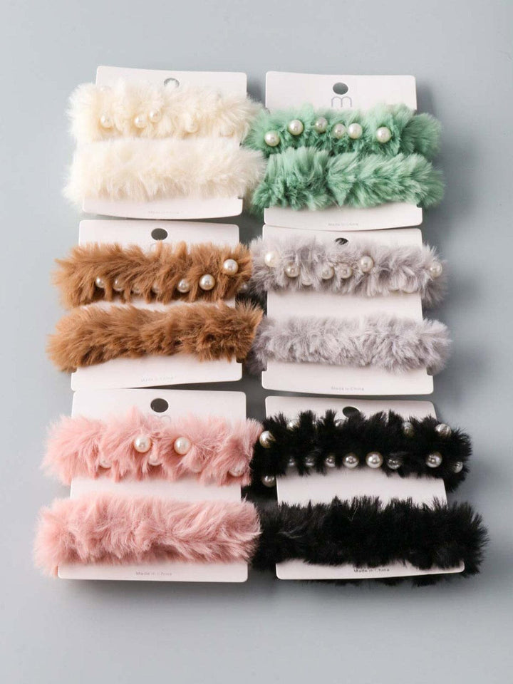 WOMEN'S ASSORTED COLORS FUZZY HAIR SCRUNCHIES
