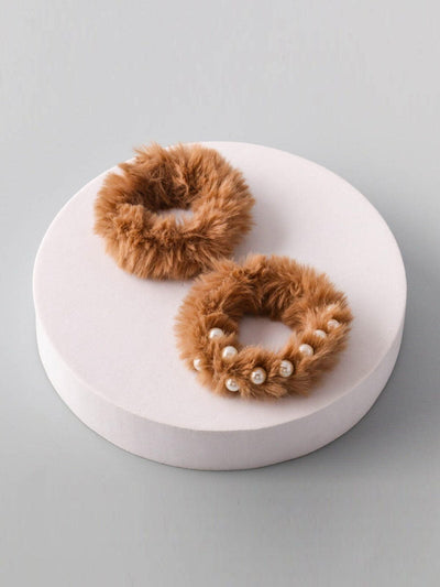 WOMEN'S ASSORTED COLORS FUZZY HAIR SCRUNCHIES