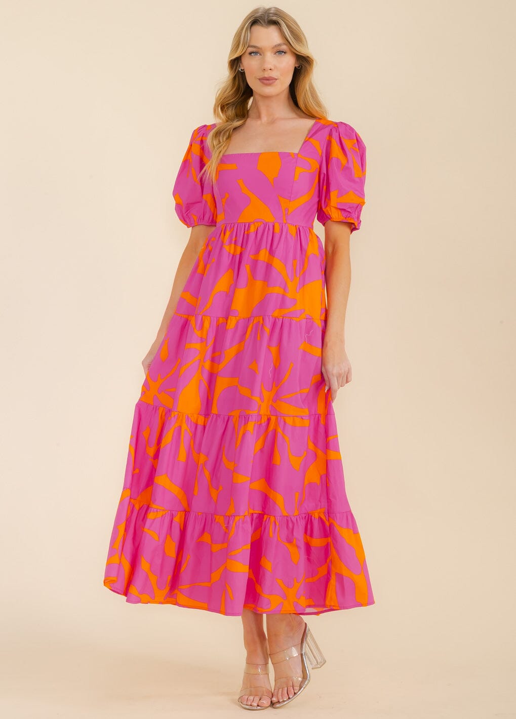 WOMEN'S SHORT SLEEVE BUTTON UP FRONT POCKETS FLORAL MAXI DRESS
