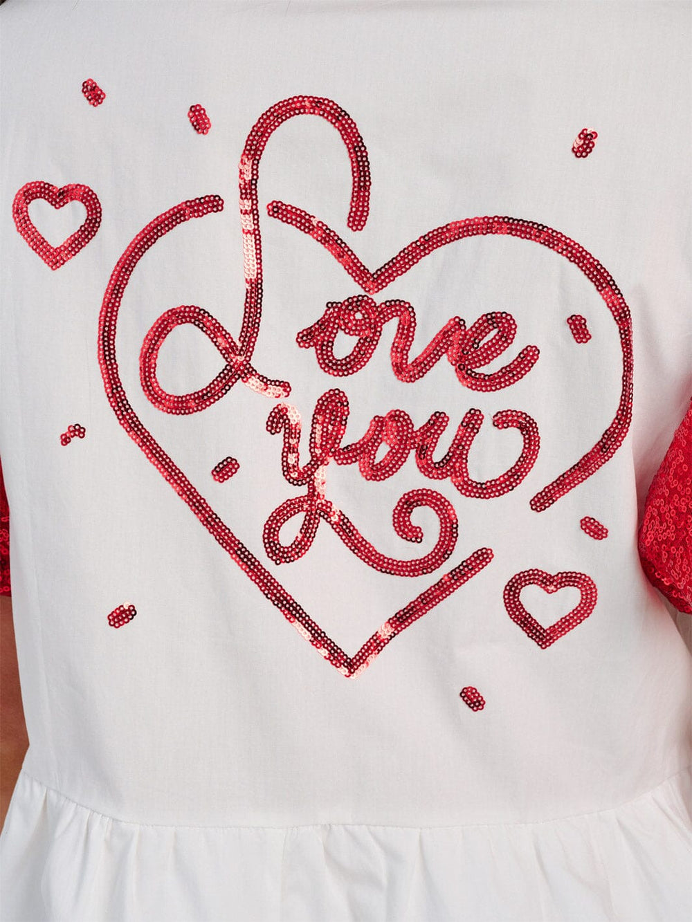 WOMEN'S SHORT PUFF SLEEVE FRONT POCKETS BUTTON CLOSURE COLORBLOCK SEQUINS MINI DRESS