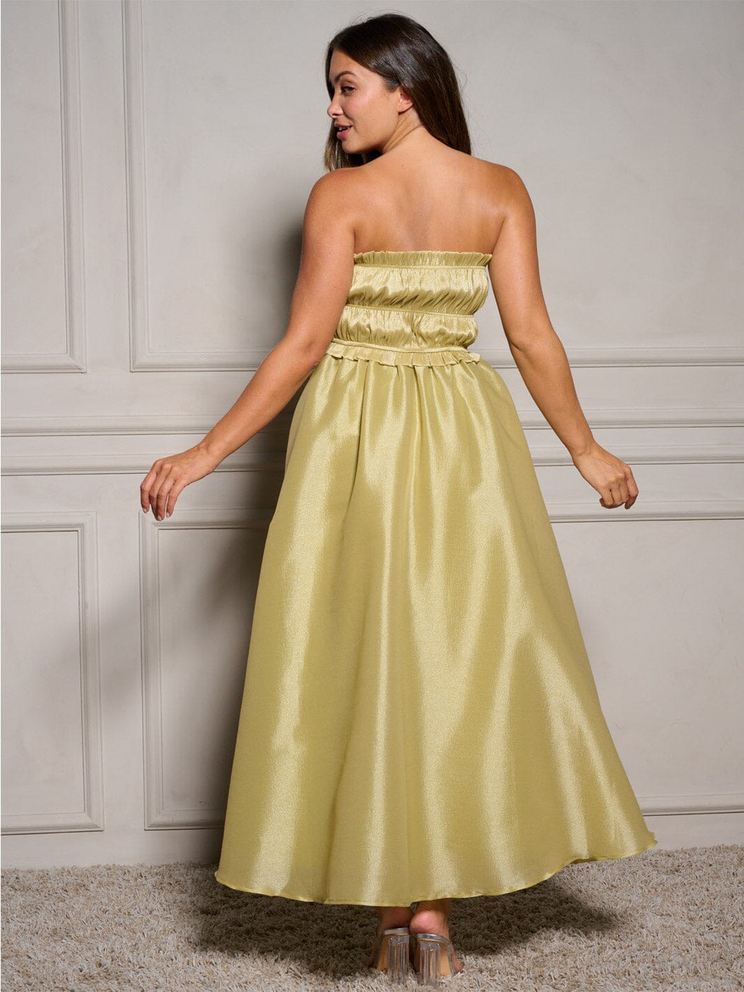 WOMEN'S SLEEVELESS SMOCK FIT & FLARE MAXI DRESS