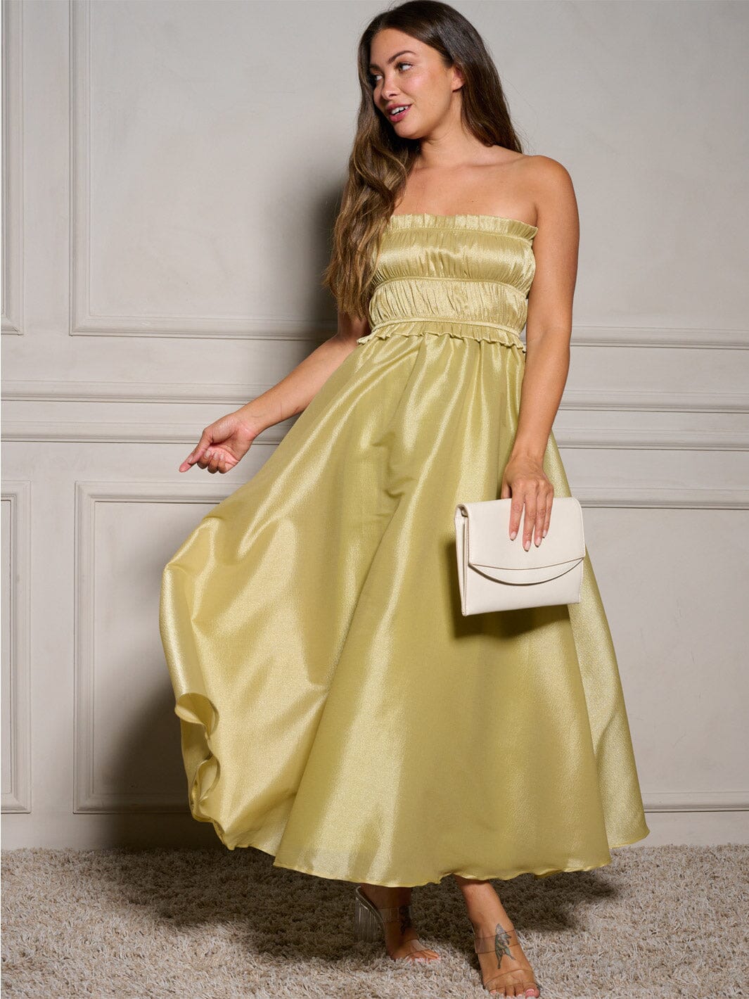 WOMEN'S SLEEVELESS SMOCK FIT & FLARE MAXI DRESS