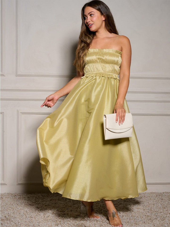 WOMEN'S SLEEVELESS SMOCK FIT & FLARE MAXI DRESS