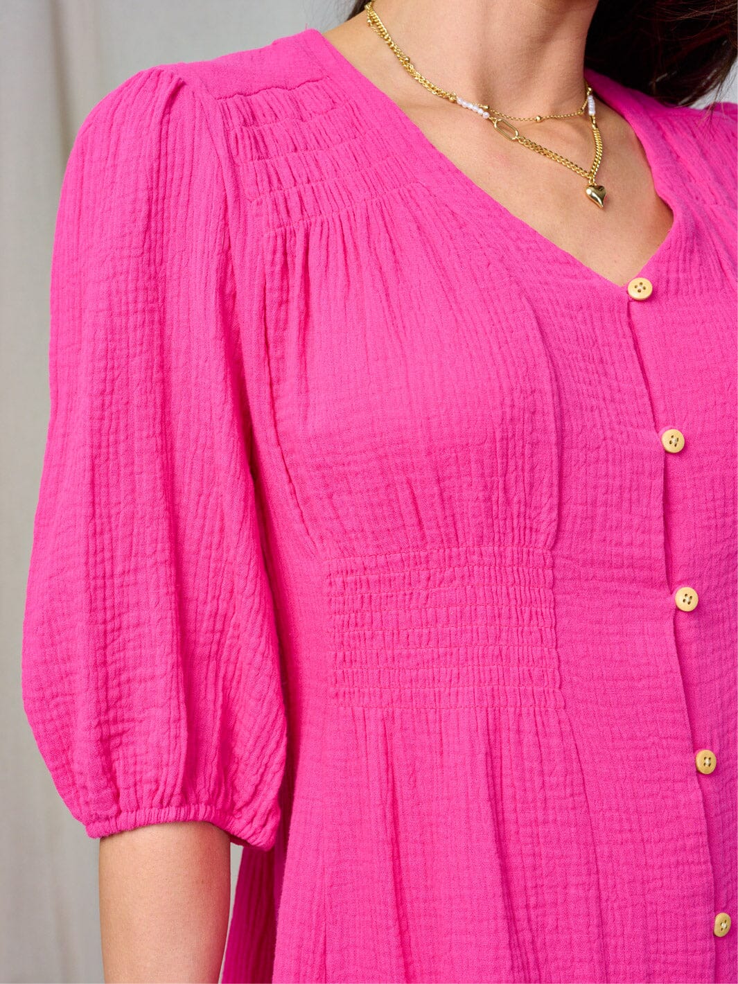 WOMEN'S SHORT SLEEVE V-NECK BUTTON UP MINI DRESS