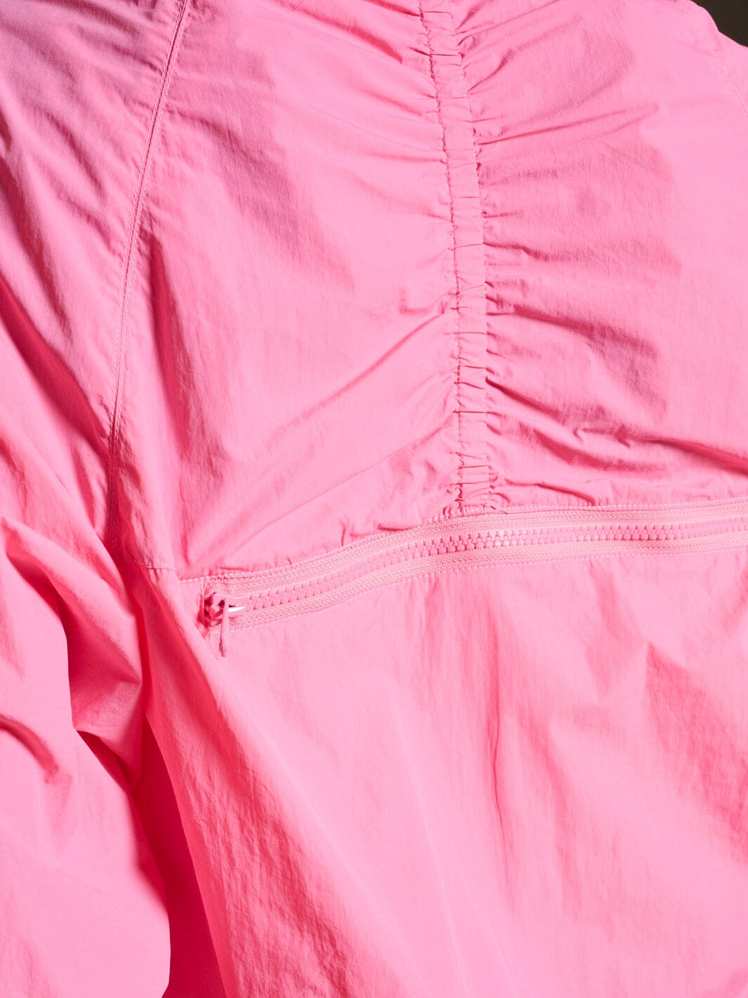 WOMEN'S LONG SLEEVE RUCHED POCKETS ZIP UP JACKET
